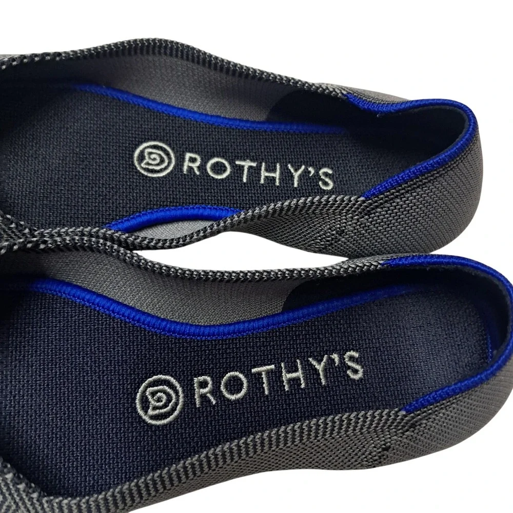 Rothys The Point Ballet Flats Shoes Womens 8 Gray Birdseye Knit Pointed Toe